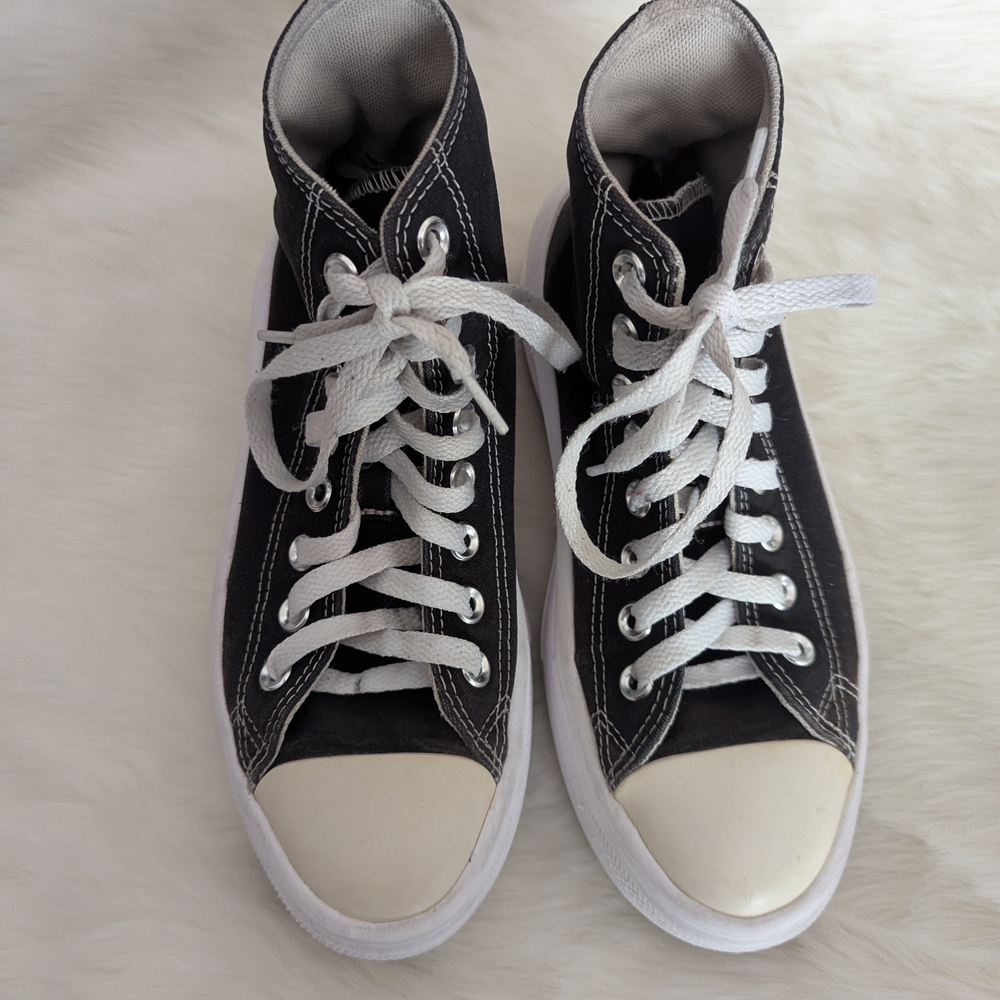 Converse All Star Women's Black High-Top Platform Sneakers Size 7 - Picture 2 of 9